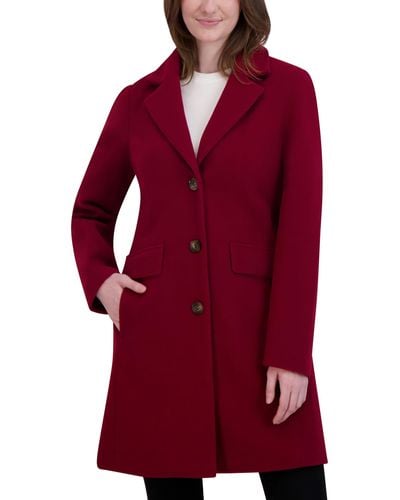 Laundry by Shelli Segal Faux Wool Coat With Notch Collar - Red