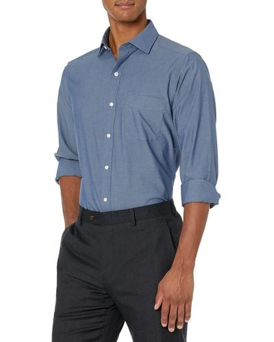 Buttoned Down Classic Fit Stretch Poplin Non-iron Dress Shirt - Blue