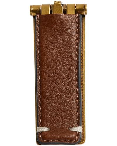 Fossil Leather Leather Wrapped Hinged Money Clip - Brown