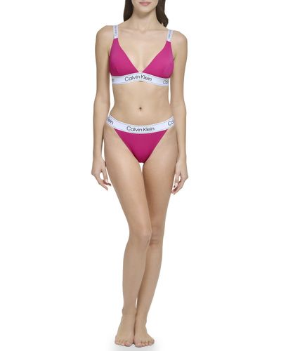 Calvin Klein Standard Fabric Logo Waistband Swim Bottom - Pink