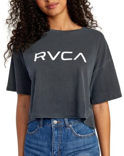 RVCA Womens Cropped Short Sleeve Graphic Tee T Shirt - Black
