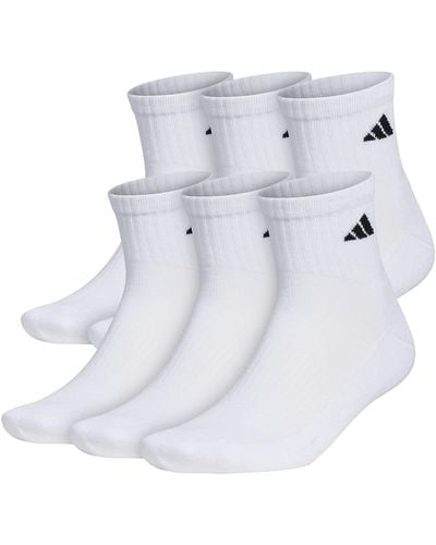 adidas Athletic Cushioned Quarter Socks 6 Pairs - White