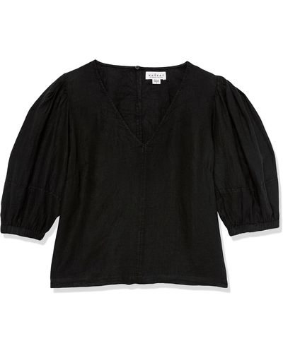 Velvet By Graham & Spencer Chelsea Woven Linen Shirt - Black
