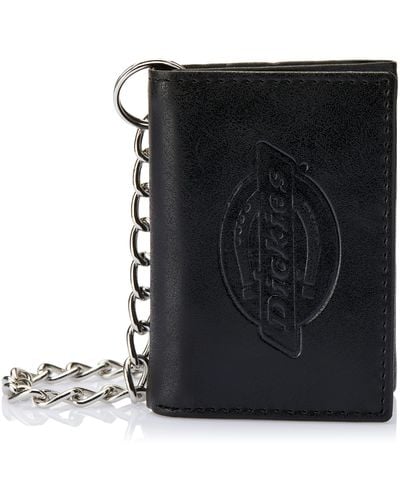 Dickies Trifold Chain Wallet With Id Window And Credit Card Pockets - Black