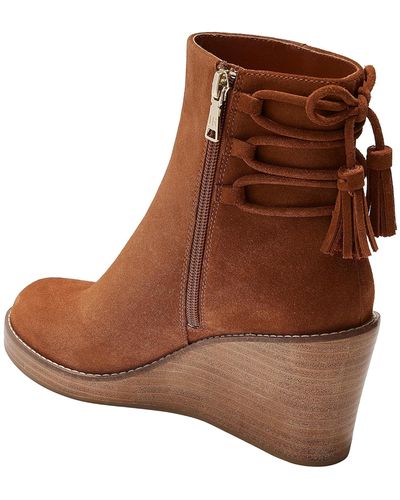 Jack Rogers Banbury Wedge Bootie Suede Fashion Boot - Brown