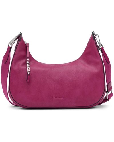 Calvin Klein Clay Top Zip Hobo Shoulder Bag - Purple