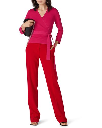 Diane von Furstenberg Rent The Runway Pre-loved Landon Wrap Sweater - Red