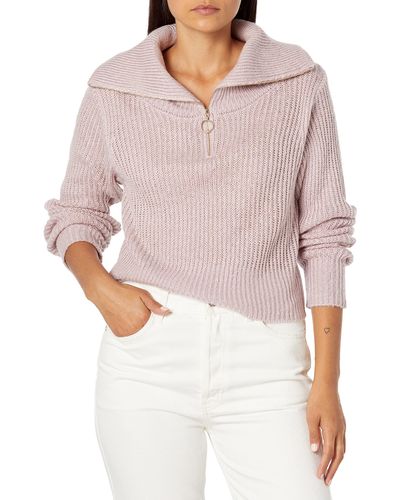 BCBGeneration Half Zip Sweater With Hood - Pink