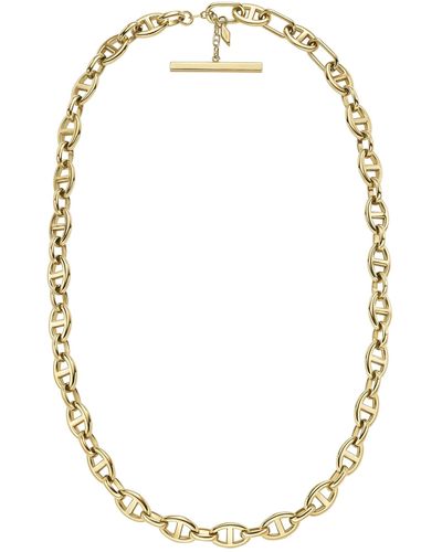 Fossil Stainless Steel Gold-tone Heritage Large Anchor Chain Necklace - Metallic