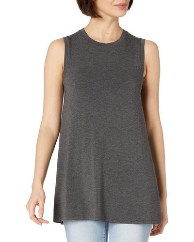 Amazon Essentials Daily Ritual Jersey Relaxed-fit Muscle-sleeve Swing Tunic - Gray