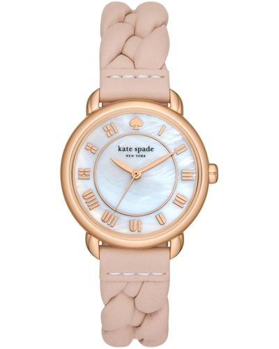 Kate Spade Lily Avenue Rose Gold And Pink Leather Band Watch