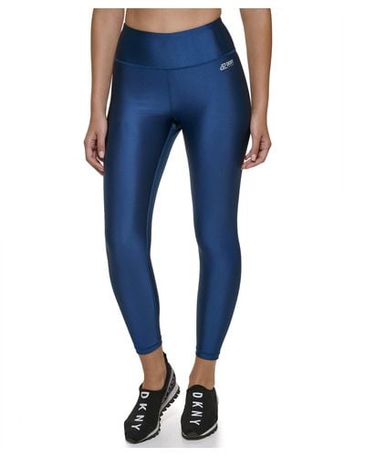 DKNY S Sport Tummy Control Workout Yoga Leggings - Blue