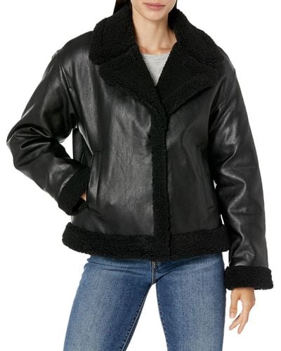 Levi's Faux Leather Sherpa Lined Moto Jacket - Black