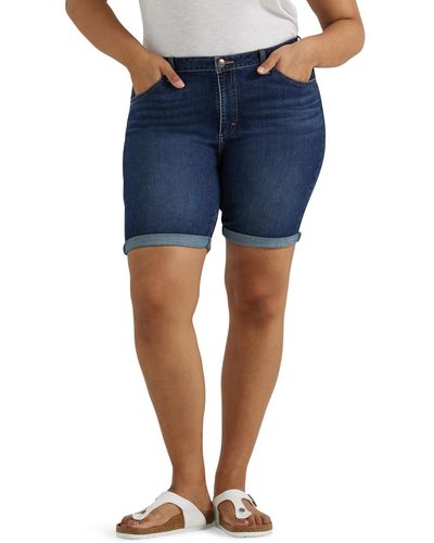 Lee Jeans Plus Size Legendary Rolled Denim Bermuda Short - Blue