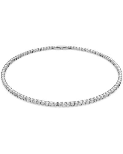 Swarovski Tennis Deluxe All-around Tennis -necklace With Clear Crystals On A Rhodium Setting With Included Extender - Metallic