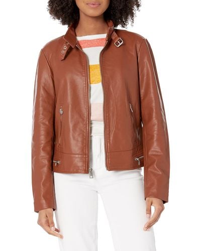 Levi's Faux Leather Motocross Racer Jacket - Brown