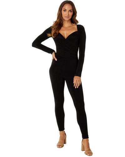 Norma Kamali Womens Long Sleeve Sweetheart Catsuit Jumpsuit - Black