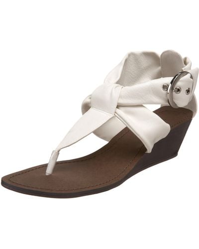 Madden Girl Whiistle Low Wedge T-strap Sandal,white Paris,11 M Us - Brown