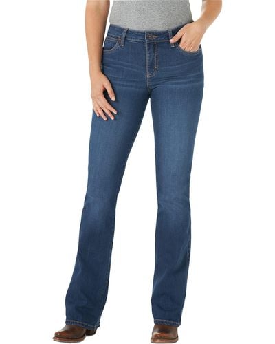 Wrangler Womens Aura Instantly Slimming Mid Rise Boot Cut Jeans - Blue