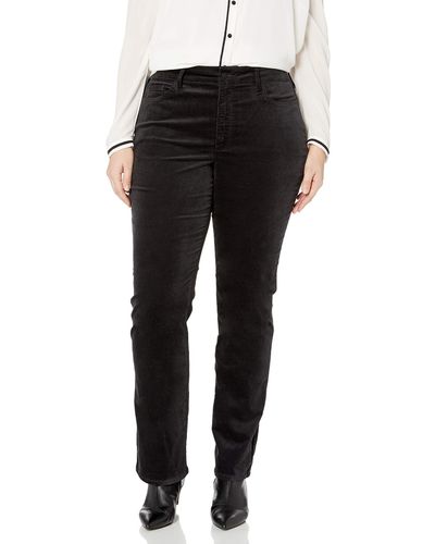 NYDJ Plus Size Marilyn Straight Leg Velvet Jeans - Black