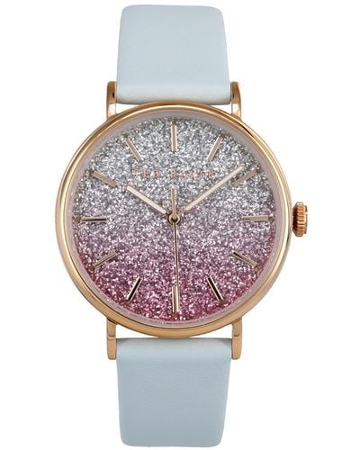 Ted Baker Stainless Steel Quartz Leather Strap - Multicolor