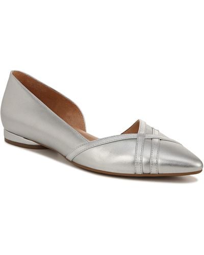 Naturalizer S Barlow Pointed Toe D'orsay Flat Silver Metallic 8.5 M