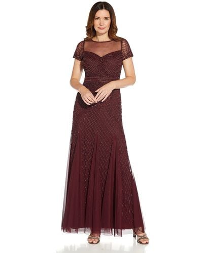 Adrianna Papell Beaded Long Gown - Red