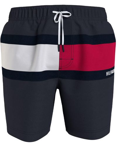 Tommy Hilfiger Big & Tall 7" Logo Swim Trunks With Quick Dry - Blue