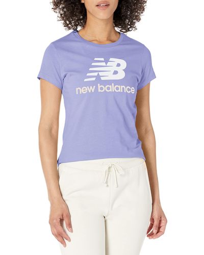 New Balance Nb Essentials Stacked Logo Tee - Blue