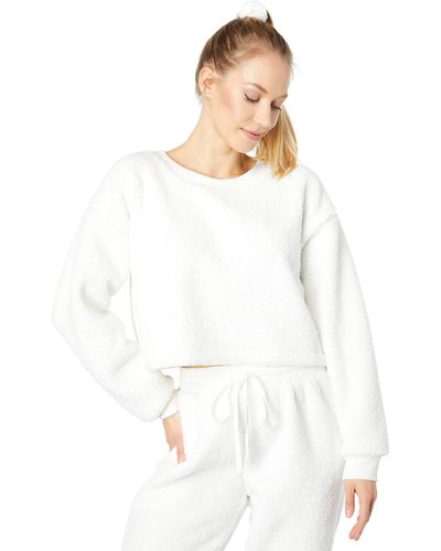 Splendid Sundown Ashley Pullover Sweatshirt In Recycled Poly Blend Sherpa - White