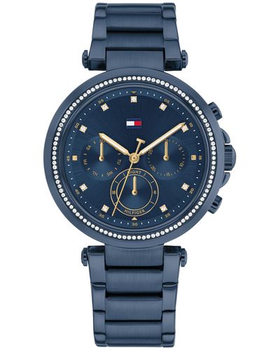Tommy Hilfiger Multifunction Stainless Steel Wristwatch - Water Resistant Up To 5 Atm/50 Meters - Premium Fashion Timepiece For All Occasions - Blue