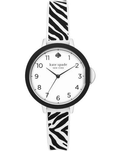 Kate Spade Park Row Three-hand Zebra Print Silicone Watch - Metallic