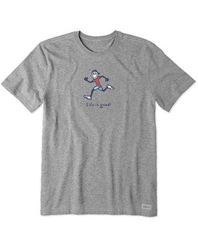 Life Is Good. Vintage Crusher Graphic T-shirt Running Jake - Gray