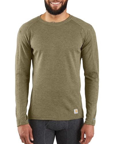 Carhartt Mens Force Heavyweight Polyester-wool Long Sleeve Shirt Base Layer Top - Green