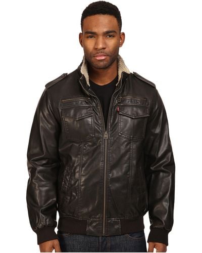 Levi's black top leather jacket