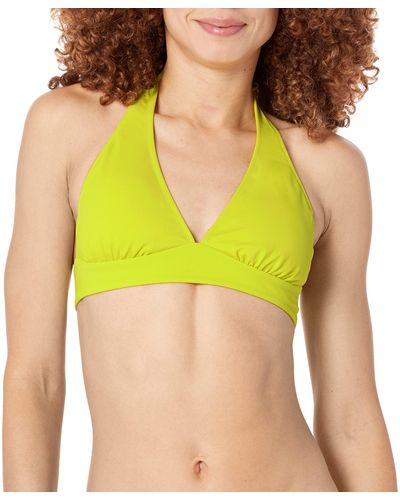 Amazon Essentials Light-support Tie Halter Bikini Swimsuit Top - Yellow