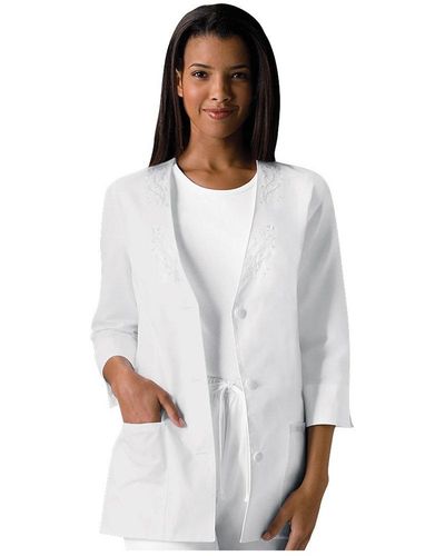 CHEROKEE Professionals Scrubs Lab Coats 3/4 Sleeve Embroidered Plus Size 1491 - White