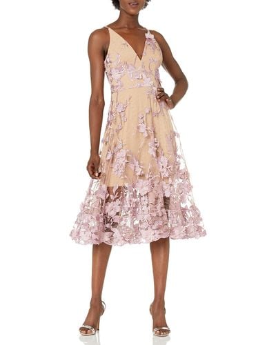 Dress the Population Audrey Embroidered Fit & Flare Dress - Pink