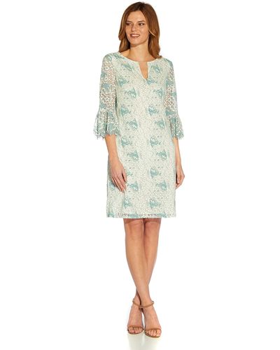 Adrianna Papell Lace Bell Sleeve Shift Dress - Green