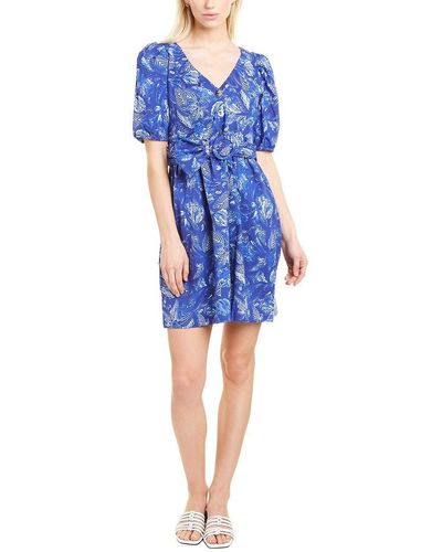 French Connection Poplin Puff Sleeve Dress - Blue