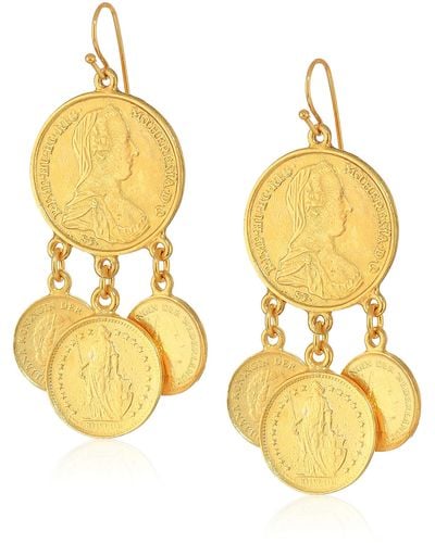 Ben-Amun Ben-amun Moroccan Coin 24k Gold Plated Vintage Earrings - Metallic