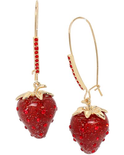Betsey Johnson S Strawberry Dangle Earrings - Red