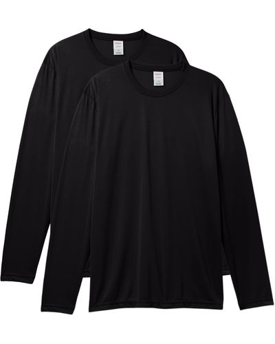 Hanes Long Sleeve Cool Dri T-shirt Upf 50+ - Black