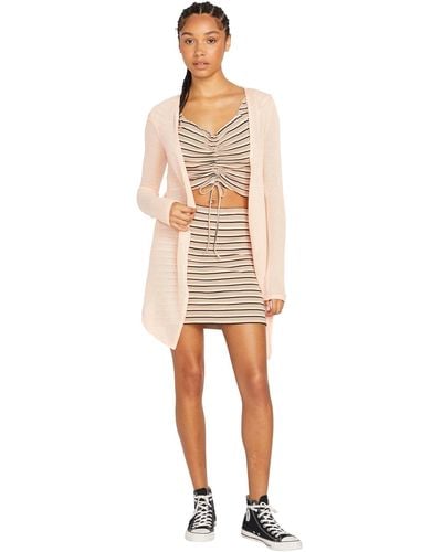 Volcom Go Wrap Open Front Cardigan Sweater - Pink