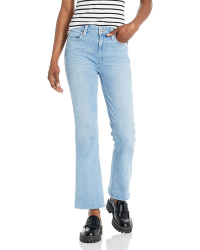 PAIGE Vintage Colette Raw Hem High Rise Cropped Flare In Park Ave - Blue
