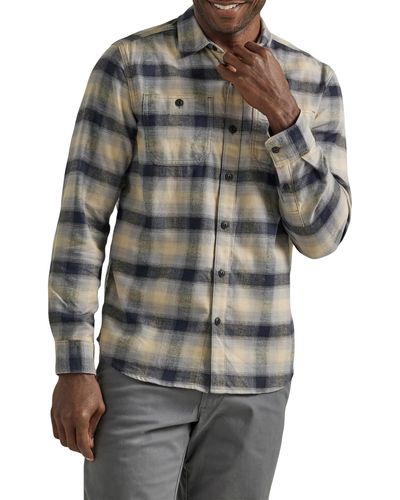 Lee Jeans Extreme Motion Flannel Working West Shirt - Gray