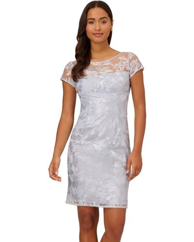 Adrianna Papell Embroidered Cutout Sheath Dres - White
