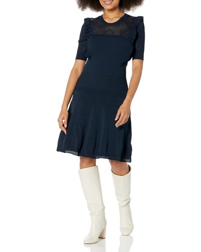 Scotch & Soda Strickkleid mit Pointelle Freizeitkleider - Blau