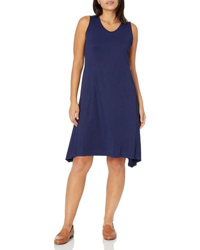 Anne Klein Womens Sleeveless Tank Dress - Blue