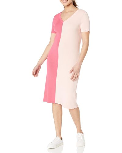 Anne Klein Half Rib Sweaterdress - Pink